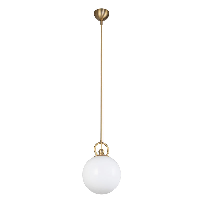 Alora Mood Fiore 10in 1-Light Pendant | Modern Brushed Gold and Glossy Opal Glass | Kitchen Island & Dining Room | 14 x 10 in | Model PD407910BGGO