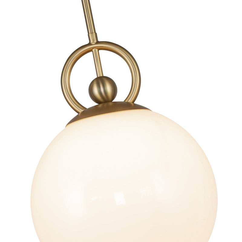 Alora Mood Fiore 10in 1-Light Pendant | Modern Brushed Gold and Glossy Opal Glass | Kitchen Island & Dining Room | 14 x 10 in | Model PD407910BGGO