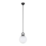 Kuzco Alora Mood Fiore 10in 1-Light Pendant | Vintage Matte Black Steel and Glossy Opal Glass | Kitchen Island & Dining Room | Model PD407910MBGO