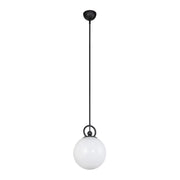 Kuzco Alora Mood Fiore 10in 1-Light Pendant | Vintage Matte Black Steel and Glossy Opal Glass | Kitchen Island & Dining Room | Model PD407910MBGO