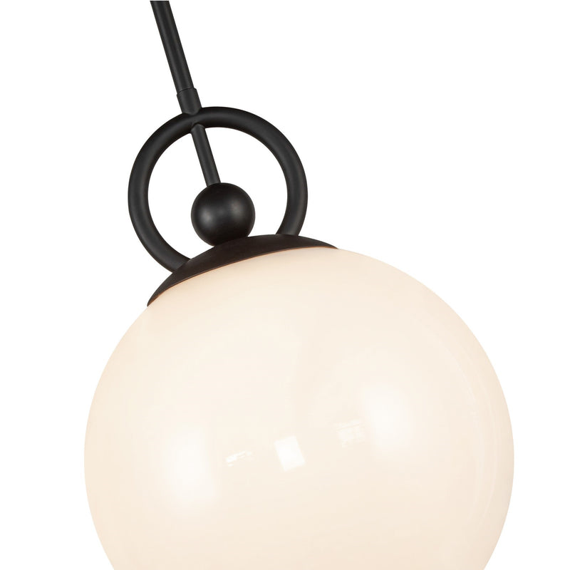 Kuzco Alora Mood Fiore 10in 1-Light Pendant | Vintage Matte Black Steel and Glossy Opal Glass | Kitchen Island & Dining Room | Model PD407910MBGO