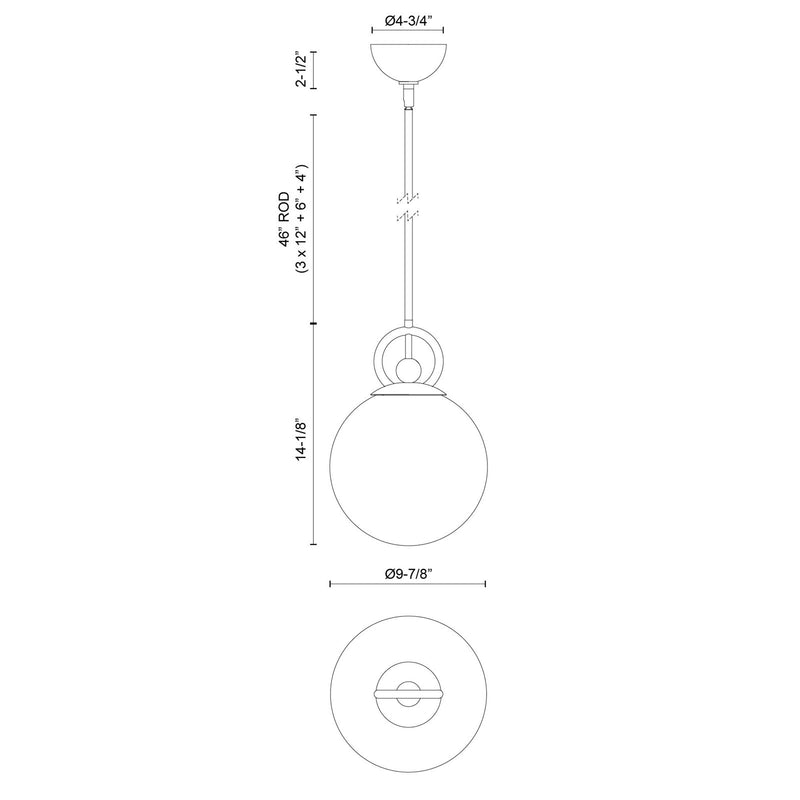 Kuzco Alora Mood Fiore 10in 1-Light Pendant | Vintage Matte Black Steel and Glossy Opal Glass | Kitchen Island & Dining Room | Model PD407910MBGO