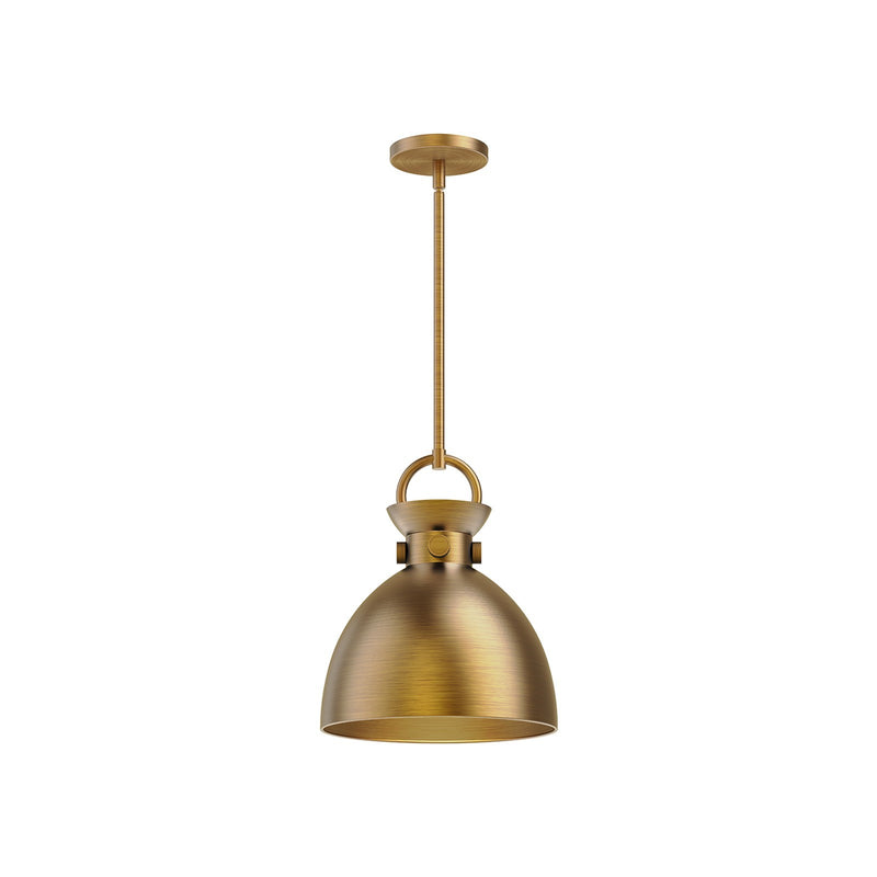 Alora Mood Waldo 11in 1-Light Pendant | Aged Gold Steel | Kitchen Island & Dining Room | 60W E26 Socket, Sloped Ceiling Adaptable | Model PD411311AG