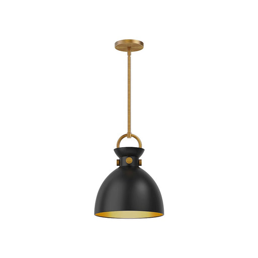 Alora Mood Waldo 11in 1-Light Pendant | Aged Gold and Matte Black Steel | Kitchen Island & Dining Room | 13 x 11 in | Model PD411311AGMB
