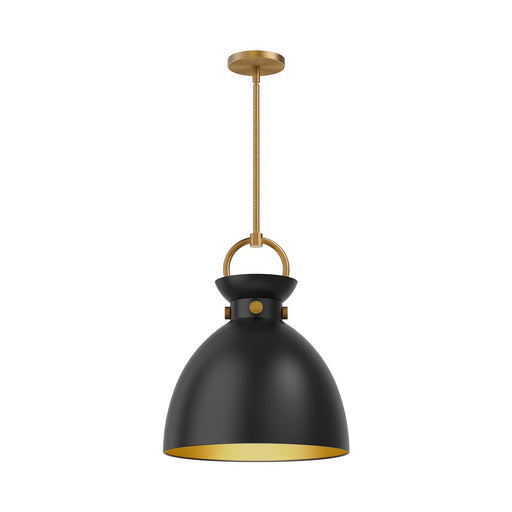 Kuzco Waldo 14in 1-Light Pendant | Industrial Aged Gold and Matte Black Steel | Kitchen Island & Dining Room | 17.12 in H | Model PD411314AGMB