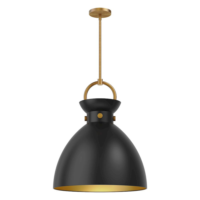 Kuzco Alora Mood Waldo 18in 1-Light Pendant | Aged Gold and Matte Black Steel | Kitchen Island & Dining Room | 18 x 21.75 in | Model PD411318AGMB