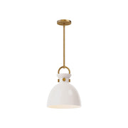 Kuzco Waldo 11in 1-Light Pendant | Aged Gold Steel and Glossy Opal Glass | Kitchen Island & Dining Room | 12.75 x 10.5 in | Model PD411811AGGO