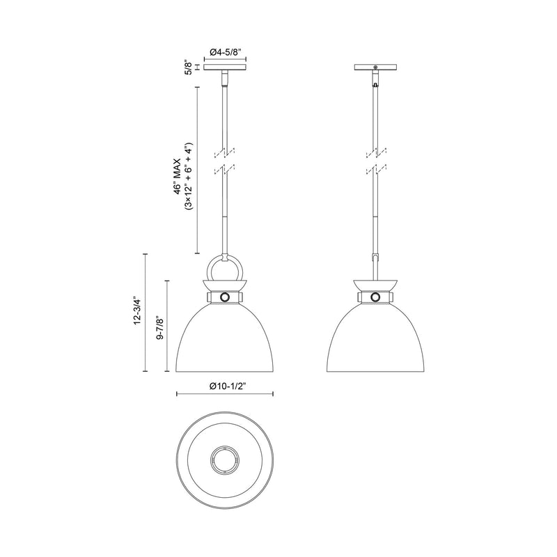 Kuzco Waldo 11in 1-Light Pendant | Aged Gold Steel and Glossy Opal Glass | Kitchen Island & Dining Room | 12.75 x 10.5 in | Model PD411811AGGO