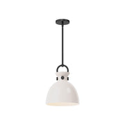 Kuzco Waldo 11in 1-Light Pendant | Modern Matte Black Steel and Glossy Opal Glass | Kitchen Island & Dining Room | 12.75 in H | Model PD411811MBGO
