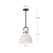 Kuzco Waldo 11in 1-Light Pendant | Modern Matte Black Steel and Glossy Opal Glass | Kitchen Island & Dining Room | 12.75 in H | Model PD411811MBGO