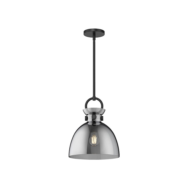 Kuzco Waldo 11in 1-Light Pendant | Industrial Matte Black Steel and Smoked Glass | Kitchen Island & Dining Room | Model PD411811MBSM