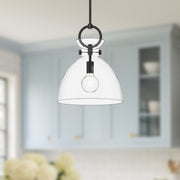 Kuzco Waldo 1-Light 14in Pendant | Industrial Matte Black Steel and Clear Glass | Kitchen Island & Dining Room | 14 x 17 in | Model PD411814MBCL