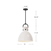 Kuzco Waldo 1-Light 14in Pendant | Industrial Matte Black Steel and Clear Glass | Kitchen Island & Dining Room | 14 x 17 in | Model PD411814MBCL