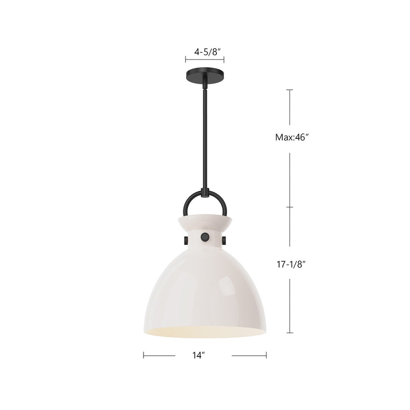 Kuzco Waldo 1-Light 14in Pendant | Industrial Matte Black Steel and Clear Glass | Kitchen Island & Dining Room | 14 x 17 in | Model PD411814MBCL