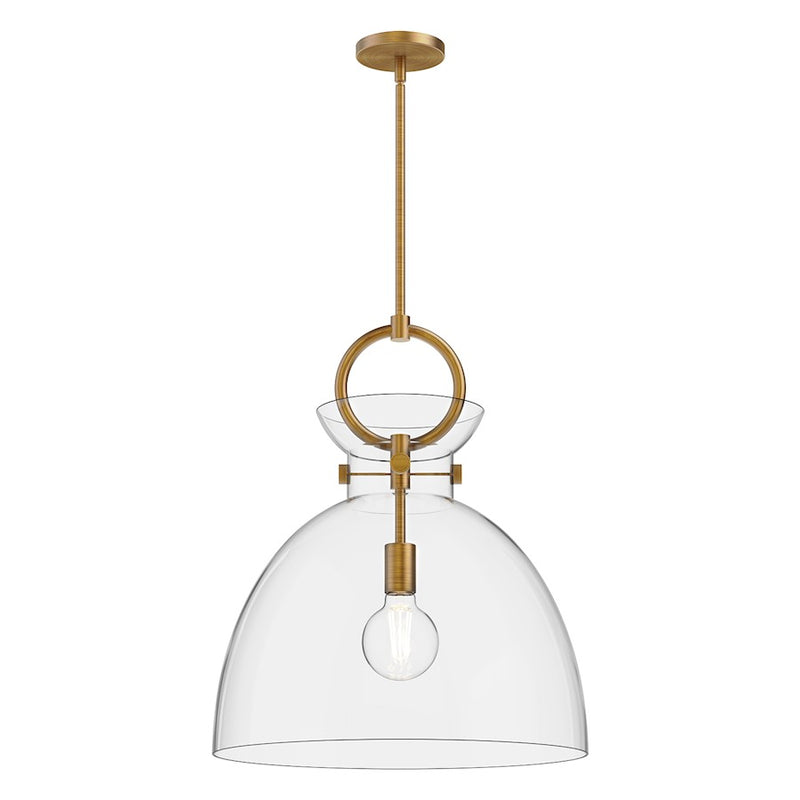 Kuzco Waldo 18in 1-Light Pendant | Modern Aged Gold Steel and Clear Glass | Kitchen Island & Dining Room | 21.75 x 18 in | Model PD411818AGCL
