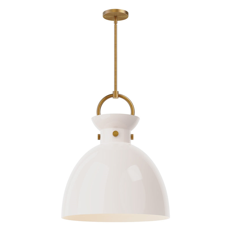 Kuzco Waldo 18in 1-Light Pendant | Aged Gold Steel and Glossy Opal Glass | Kitchen Island & Dining Room | 21.8 x 18 in | Model PD411818AGGO