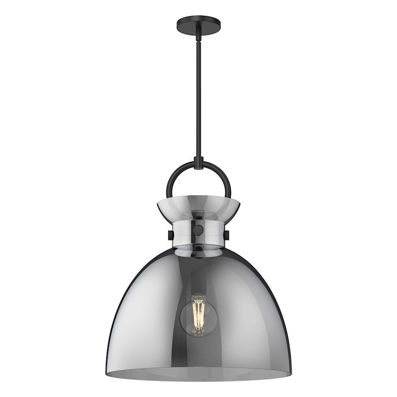 Kuzco Waldo 18in 1-Light Pendant | Industrial Matte Black Steel and Smoked Glass | Kitchen Island & Dining Room | 60W E26 | Model PD411818MBSM
