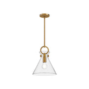 Kuzco Emerson 11in 1-Light Pendant | Modern Aged Gold Steel and Clear Glass | Kitchen Island & Dining Room | 12.75 x 10.5 in | Model PD412511AGCL