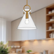 Kuzco Emerson 11in 1-Light Pendant | Modern Aged Gold Steel and Clear Glass | Kitchen Island & Dining Room | 12.75 x 10.5 in | Model PD412511AGCL