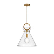 Kuzco Emerson 14in 1-Light Pendant | Artful Aged Gold Steel and Clear Opal Smoked Glass | Kitchen Island & Dining Room | Model PD412514AGCL