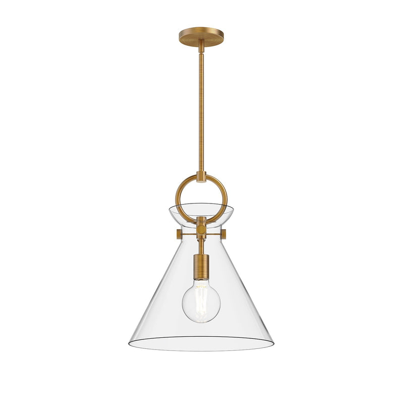 Kuzco Emerson 14in 1-Light Pendant | Artful Aged Gold Steel and Clear Opal Smoked Glass | Kitchen Island & Dining Room | Model PD412514AGCL