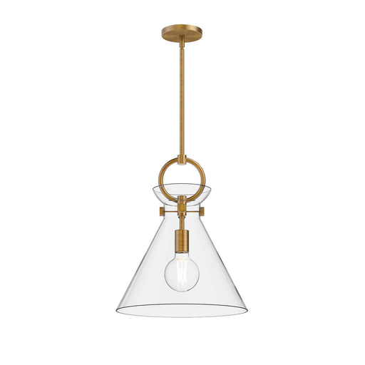 Kuzco Emerson 14in 1-Light Pendant | Artful Aged Gold Steel and Clear Opal Smoked Glass | Kitchen Island & Dining Room | Model PD412514AGCL