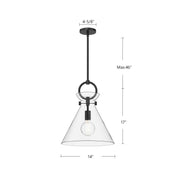 Kuzco Emerson 14in 1-Light Pendant | Artful Aged Gold Steel and Clear Opal Smoked Glass | Kitchen Island & Dining Room | Model PD412514AGCL