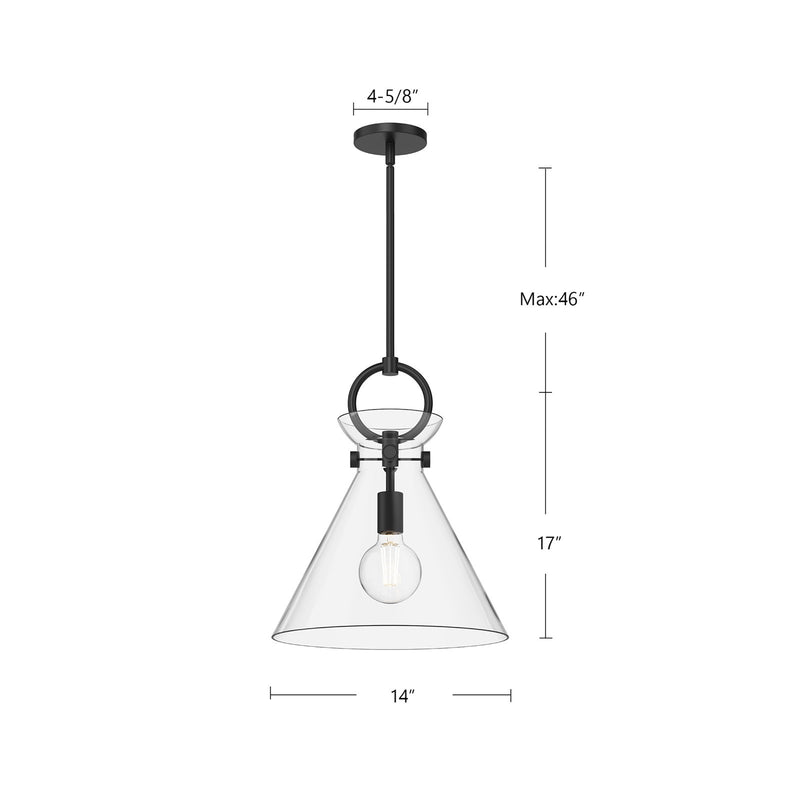 Kuzco Emerson 14in 1-Light Pendant | Artful Aged Gold Steel and Clear Opal Smoked Glass | Kitchen Island & Dining Room | Model PD412514AGCL