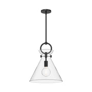Kuzco Alora Mood Emerson 14in 1-Light Pendant | Matte Black Steel and Clear Glass | Kitchen Island & Dining Room | 17 x 14 in | Model PD412514MBCL