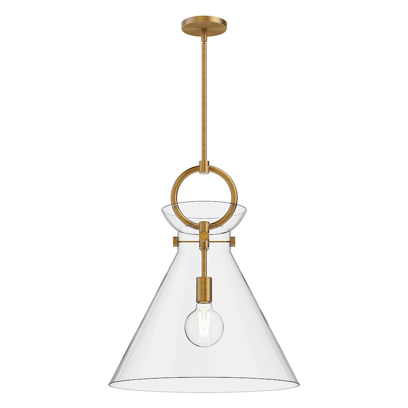 Kuzco Emerson 18in 1-Light Pendant | Modern Aged Gold Steel and Clear Glass | Kitchen Island & Dining Room | 21.75 x 18 in | Model PD412518AGCL