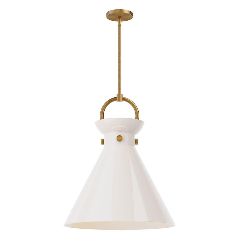 Kuzco Emerson 18in 1-Light Pendant | Aged Gold Steel and Glossy Opal Glass | Kitchen Island & Dining Room | 18 x 21.75 in | Model PD412518AGGO