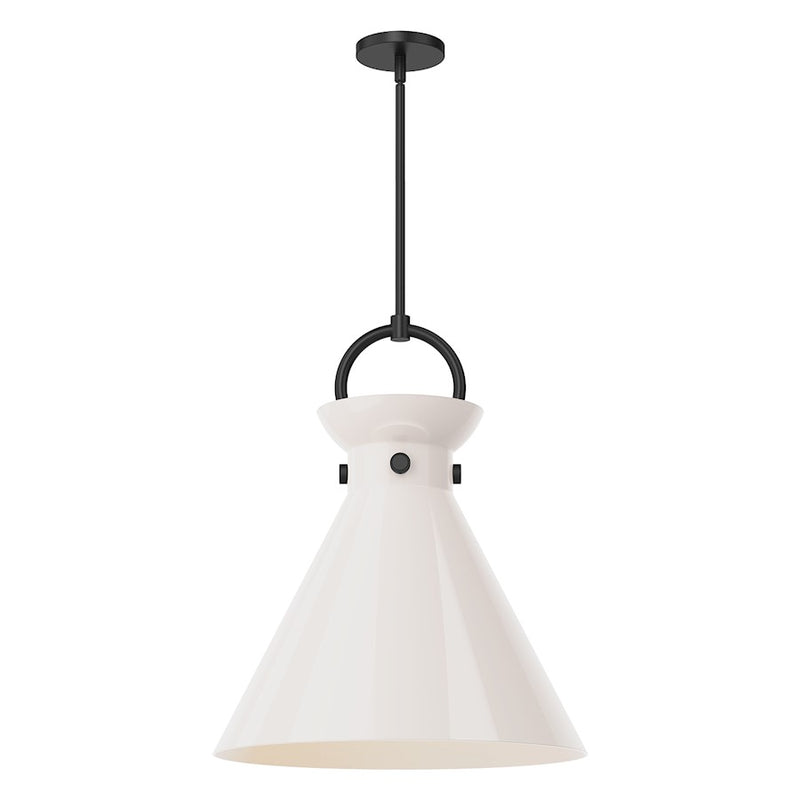 Kuzco Emerson 18in 1-Light Pendant | Matte Black Steel and Glossy Opal Glass | Kitchen Island & Dining Room | 21.75 x 18 in | Model PD412518MBGO
