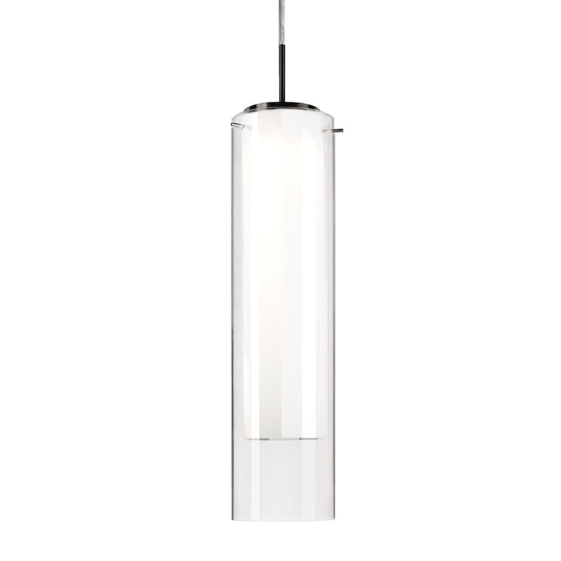 Kuzco Verona 19in 1-Light LED Pendant | Brushed Nickel and Opal Glass | Kitchen Island & Dining Room | 19 x 5.12 in | Model PD41305-BN