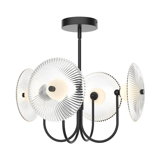 Kuzco Hera 21"LED Pendant, Black/Clear Ribbed Glass - PD417904MBCR-UNV
