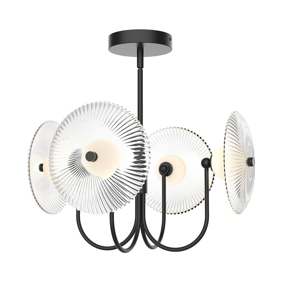 Kuzco Hera 21"LED Pendant, Black/Clear Ribbed Glass - PD417904MBCR-UNV