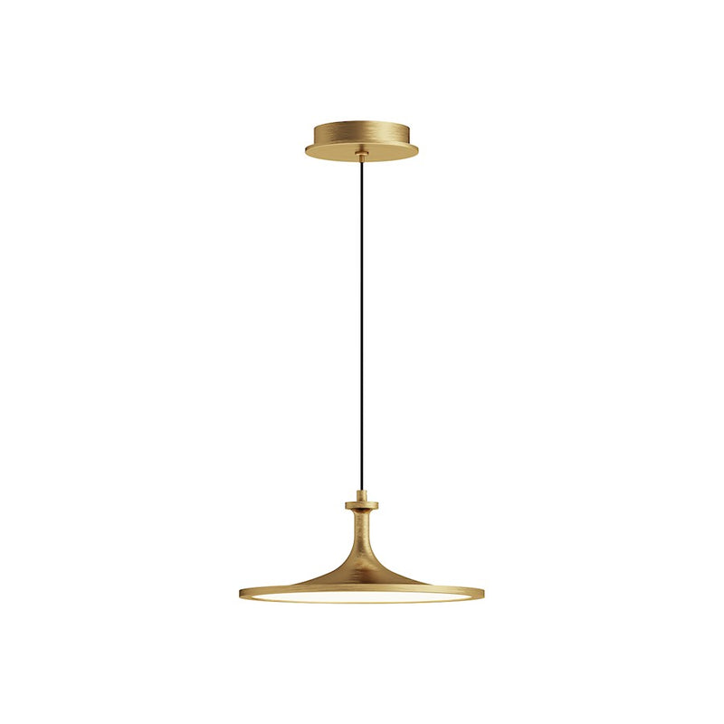 Kuzco Issa 12in 1-Light LED Pendant | Brushed Gold Aluminum and Frosted Acrylic | Kitchen Island & Dining Room | 12 x 12 x 5.25 in | Model PD418012BG