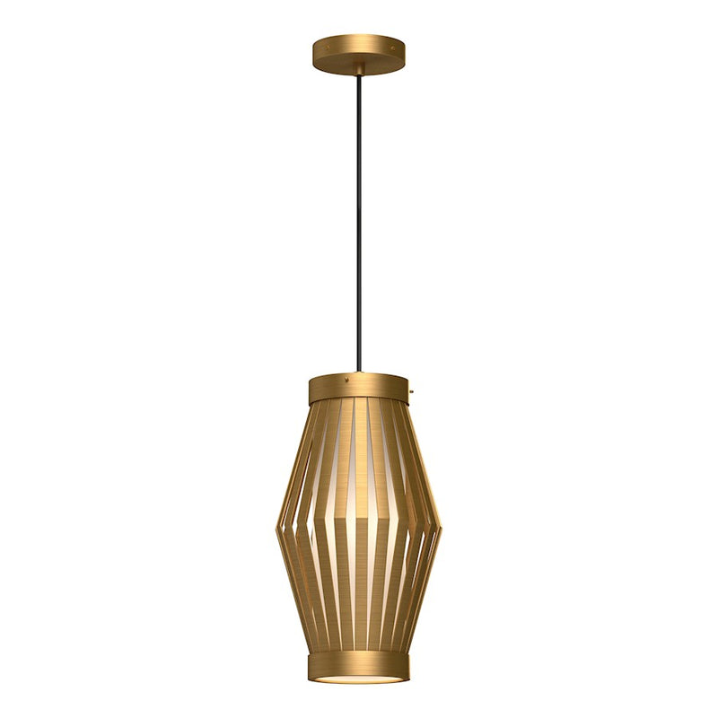 Kuzco Hana 9in 1-Light Pendant | Japanese-Inspired Aged Gold Metal and Opal Matte Glass | Dining Room & Entryway | 15.5 x 8.38 in | Model PD434509AGOP