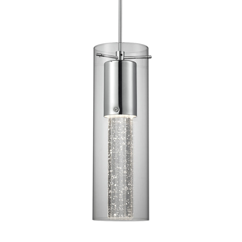 Kuzco Champagne 4in 1-Light LED Pendant | Chrome Clear Ribbed Encased Bubbles Glass | Kitchen Island & Dining Room | 600lm 3000K | Model PD4401-CH