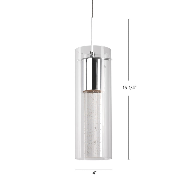 Kuzco Champagne 4in 1-Light LED Pendant | Chrome Clear Ribbed Encased Bubbles Glass | Kitchen Island & Dining Room | 600lm 3000K | Model PD4401-CH