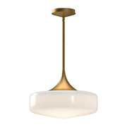 Kuzco Lincoln 14in 1-Light Pendant | Schoolhouse Aged Gold and Glossy Opal Glass | Kitchen Island & Dining Room | 14 x 10 in | Model PD440814AGGO