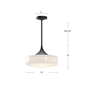 Kuzco Lincoln 14in 1-Light Pendant | Schoolhouse Brushed Nickel and Glossy Opal Glass | Kitchen Island & Dining Room | Model PD440814BNGO