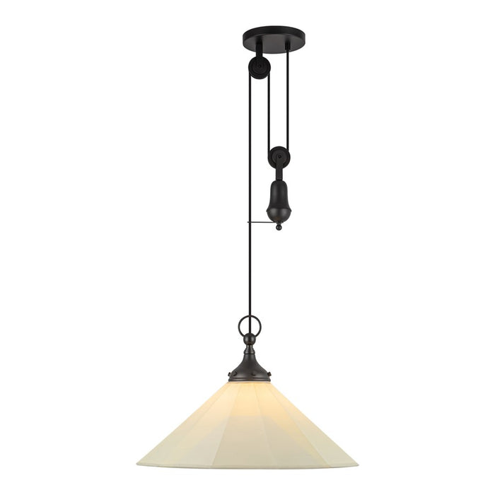 Kuzco Ellen 20" Socket Pendant, Black/White Linen/White Linen - PD447120MBWL