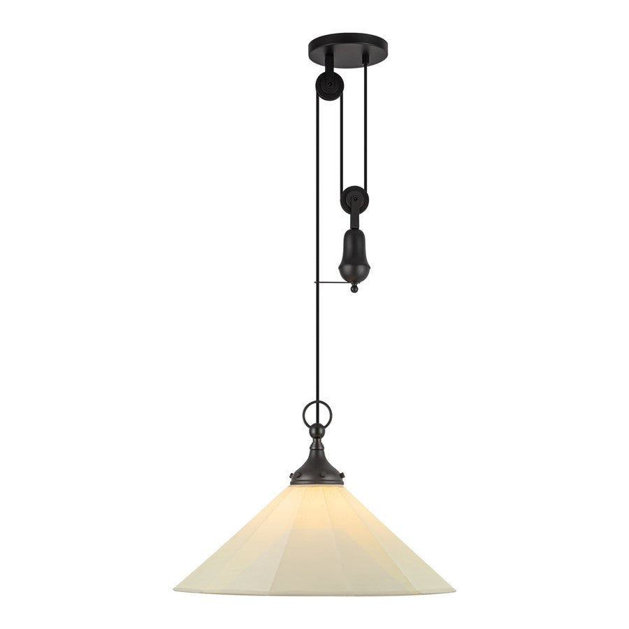 Kuzco Ellen 20" Socket Pendant, Black/White Linen/White Linen - PD447120MBWL