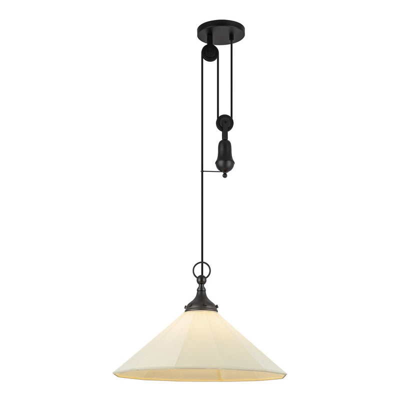 Kuzco Ellen 20" Socket Pendant, Black/White Linen/White Linen