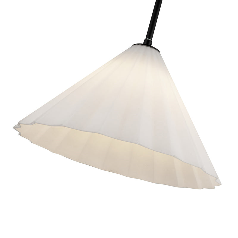 Kuzco Serena 14in 1-Light Pendant | Contemporary Matte Black Steel and Pleated Opal Glass | Dining Room & Kitchen Island | Model PD451814MBOP