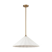 Kuzco Serena 20in 1-Light Pendant | Contemporary Aged Brass and Pleated Opal Glass | Dining Room & Kitchen Island | Model PD451820AGOP