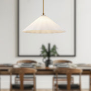Kuzco Serena 20in 1-Light Pendant | Contemporary Aged Brass and Pleated Opal Glass | Dining Room & Kitchen Island | Model PD451820AGOP