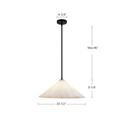Kuzco Serena 20in 1-Light Pendant | Contemporary Aged Brass and Pleated Opal Glass | Dining Room & Kitchen Island | Model PD451820AGOP