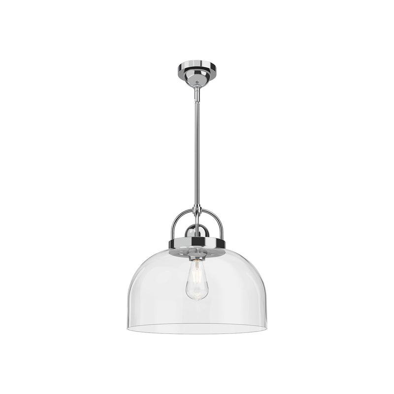 Kuzco Lancaster 15in 1-Light Pendant | Modern Chrome Steel and Clear Glass | Kitchen Island & Dining Room | 15 x 15 x 14 in | Model PD461101CH