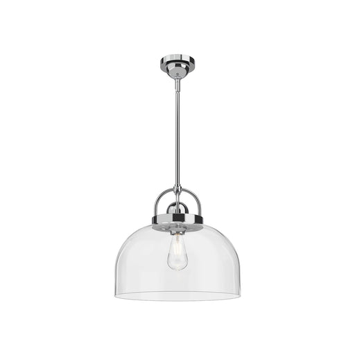 Kuzco Lancaster 15in 1-Light Pendant | Modern Chrome Steel and Clear Glass | Kitchen Island & Dining Room | 15 x 15 x 14 in | Model PD461101CH